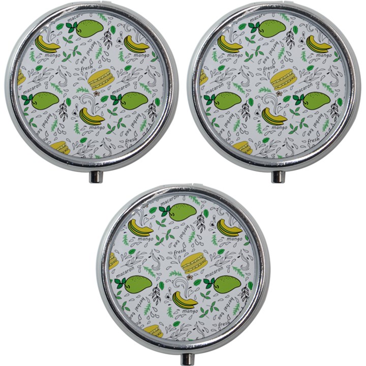 Hamburger With Fruits Seamless Pattern Mini Round Pill Box (Pack of 3)