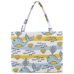 Cartoon Whale Seamless Background Mini Tote Bag by Jancukart