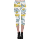 Cartoon Whale Seamless Background Capri Leggings  View1