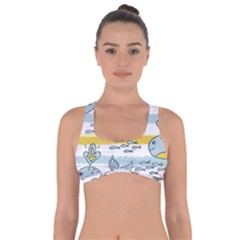 Cartoon Whale Seamless Background Got No Strings Sports Bra