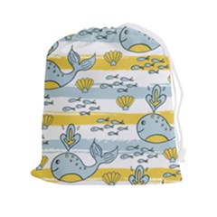 Cartoon Whale Seamless Background Drawstring Pouch (2xl)