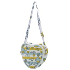 Cartoon Whale Seamless Background Heart Shoulder Bag