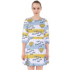 Cartoon Whale Seamless Background Smock Dress by Jancukart