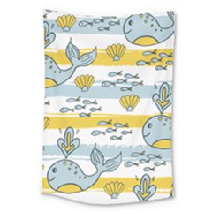 Cartoon Whale Seamless Background Large Tapestry