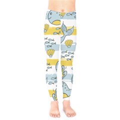 Cartoon Whale Seamless Background Kids  Leggings