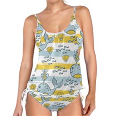 Cartoon Whale Seamless Background Tankini Set