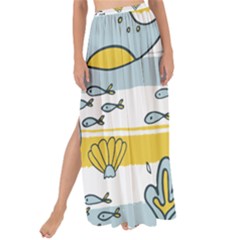 Cartoon Whale Seamless Background Maxi Chiffon Tie-up Sarong