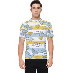 Cartoon Whale Seamless Background Men s Short Sleeve Rash Guard by Jancukart