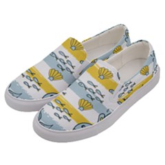 Cartoon Whale Seamless Background Men s Canvas Slip Ons