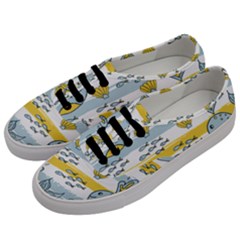 Cartoon Whale Seamless Background Men s Classic Low Top Sneakers by Jancukart