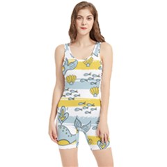 Cartoon Whale Seamless Background Women s Wrestling Singlet by Jancukart