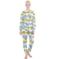 Cartoon Whale Seamless Background Women s Lounge Set