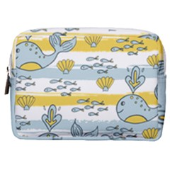 Cartoon Whale Seamless Background Make Up Pouch (medium)