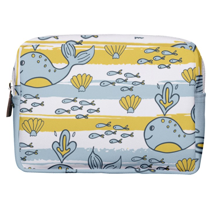 Cartoon Whale Seamless Background Make Up Pouch (Medium)