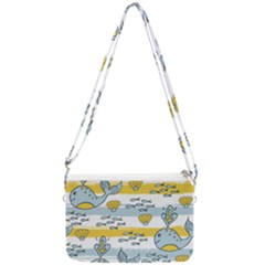 Cartoon Whale Seamless Background Double Gusset Crossbody Bag