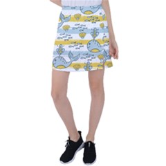 Cartoon Whale Seamless Background Tennis Skirt by Jancukart