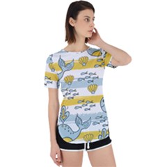 Cartoon Whale Seamless Background Perpetual Short Sleeve T-shirt by Jancukart