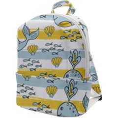 Cartoon Whale Seamless Background Zip Up Backpack