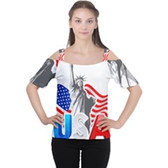 New York City Holiday United States Usa Cutout Shoulder Tee