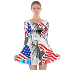 New York City Holiday United States Usa Long Sleeve Skater Dress