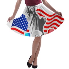 New York City Holiday United States Usa A-line Skater Skirt by Jancukart