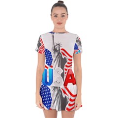 New York City Holiday United States Usa Drop Hem Mini Chiffon Dress