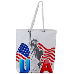 New York City Holiday United States Usa Full Print Rope Handle Tote (large) by Jancukart