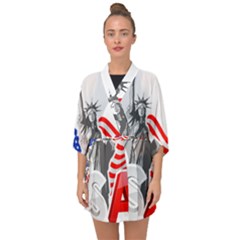 New York City Holiday United States Usa Half Sleeve Chiffon Kimono