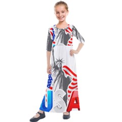 New York City Holiday United States Usa Kids  Quarter Sleeve Maxi Dress by Jancukart