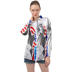 New York City Holiday United States Usa Long Sleeve Satin Shirt