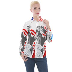 New York City Holiday United States Usa Women s Long Sleeve Pocket Shirt