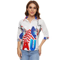 New York City Holiday United States Usa Women s Quarter Sleeve Pocket Shirt