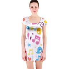 Love Cute Cartoon Seamless Shading Short Sleeve Bodycon Dress