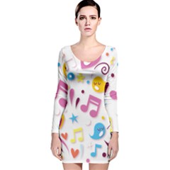 Love Cute Cartoon Seamless Shading Long Sleeve Velvet Bodycon Dress by Jancukart