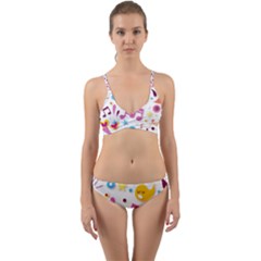 Love Cute Cartoon Seamless Shading Wrap Around Bikini Set