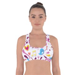 Love Cute Cartoon Seamless Shading Cross Back Sports Bra