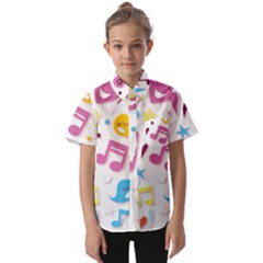 Love Cute Cartoon Seamless Shading Kids  Short Sleeve Shirt