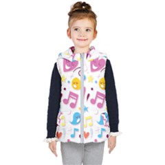 Love Cute Cartoon Seamless Shading Kids  Hooded Puffer Vest