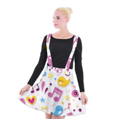 Love Cute Cartoon Seamless Shading Suspender Skater Skirt