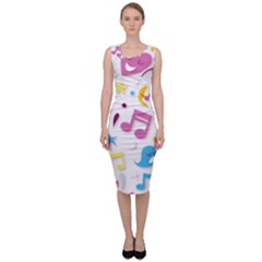 Love Cute Cartoon Seamless Shading Sleeveless Pencil Dress