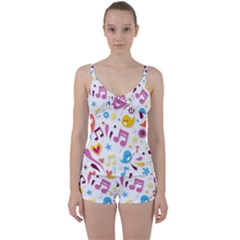 Love Cute Cartoon Seamless Shading Tie Front Two Piece Tankini