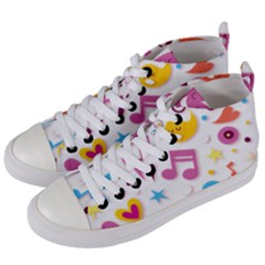 Love Cute Cartoon Seamless Shading Women s Mid-top Canvas Sneakers by Jancukart