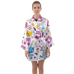 Love Cute Cartoon Seamless Shading Long Sleeve Satin Kimono