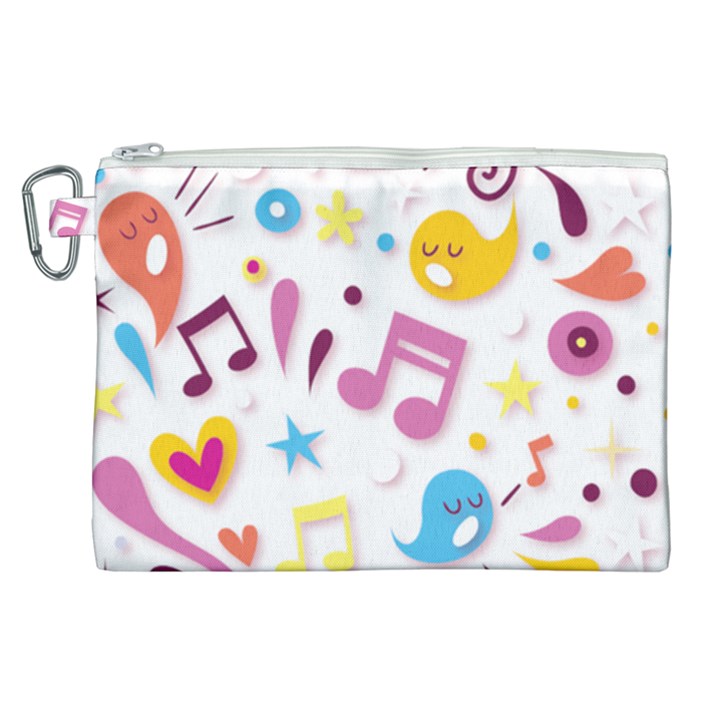 Love Cute Cartoon Seamless Shading Canvas Cosmetic Bag (XL)