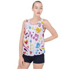 Love Cute Cartoon Seamless Shading Bubble Hem Chiffon Tank Top