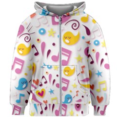 Love Cute Cartoon Seamless Shading Kids  Zipper Hoodie Without Drawstring