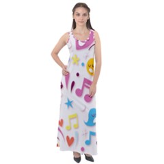 Love Cute Cartoon Seamless Shading Sleeveless Velour Maxi Dress