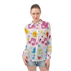 Love Cute Cartoon Seamless Shading Long Sleeve Chiffon Shirt