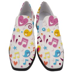 Love Cute Cartoon Seamless Shading Women Slip On Heel Loafers