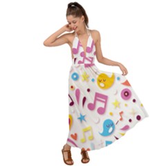 Love Cute Cartoon Seamless Shading Backless Maxi Beach Dress by Jancukart